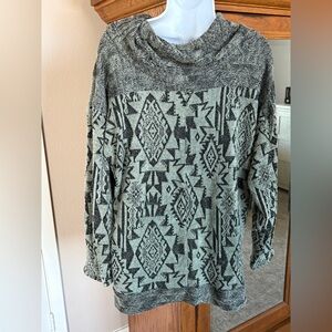 Geometric Cowl Neck Sweater
